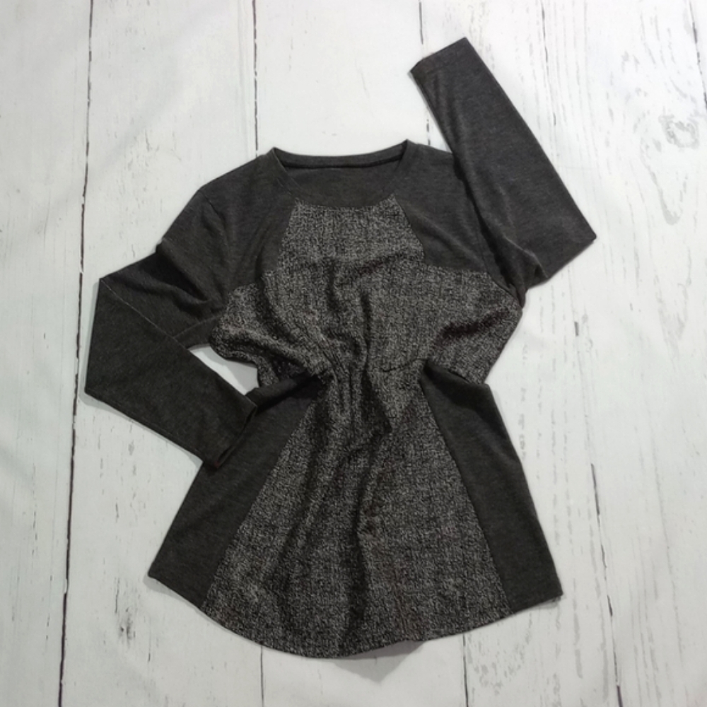 Grey Long Sleeve Tunic Top Shirt